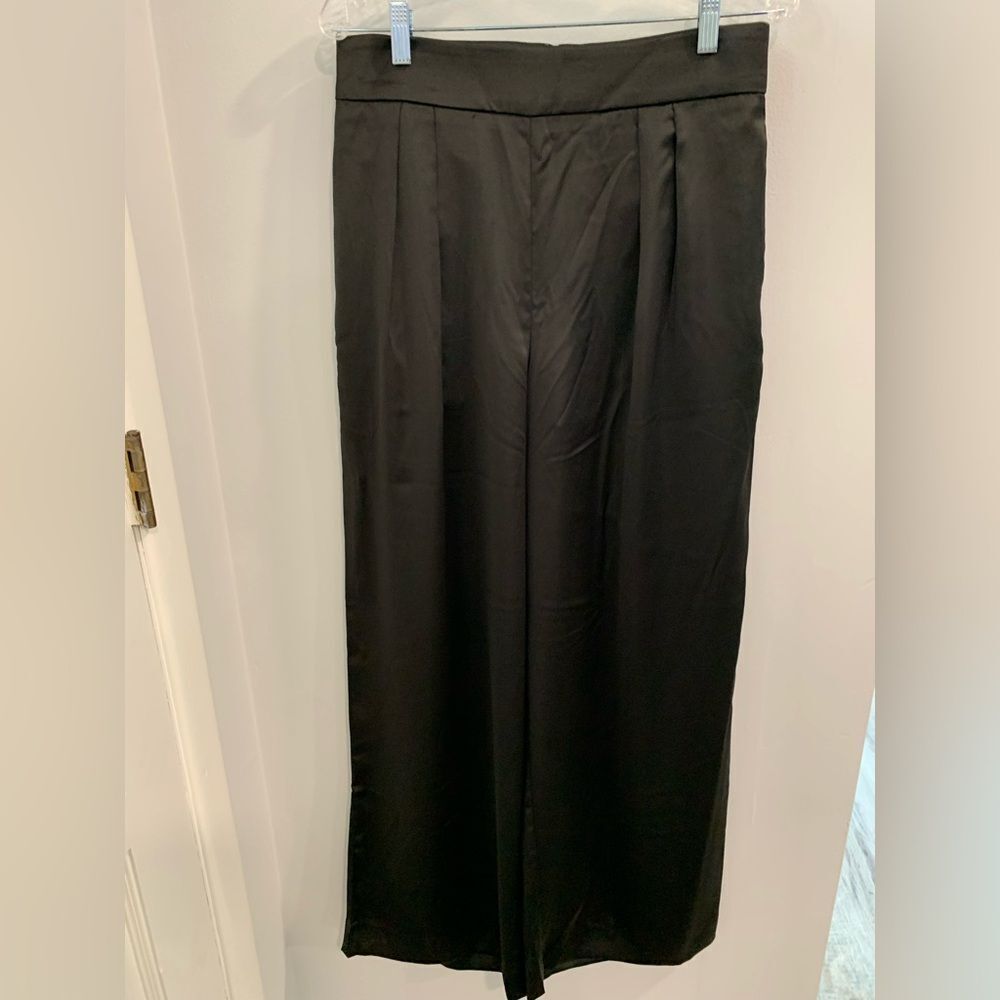 Banana Republic Black Satin Wide Leg Formal Pants